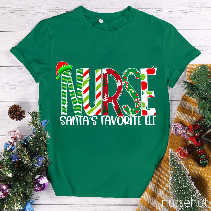 Nurse Santa's Favorite Elf T-Shirt