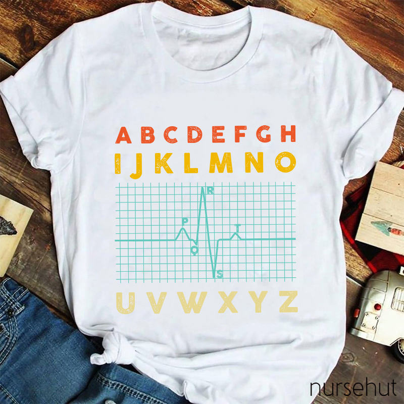 Alphabet With Electrocardiogram Nurse T-Shirt