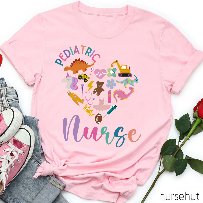 Cartoon Dinosaur Pediatric Nurse T-Shirt