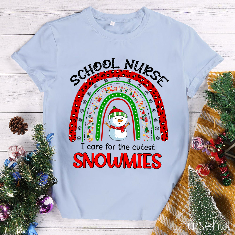 School Nurse I Care For The Cutest Snowmies Nurse T-Shirt
