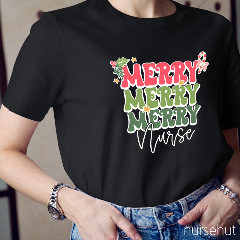 Merry Nurse Jolly Vibes Nurse T-shirt