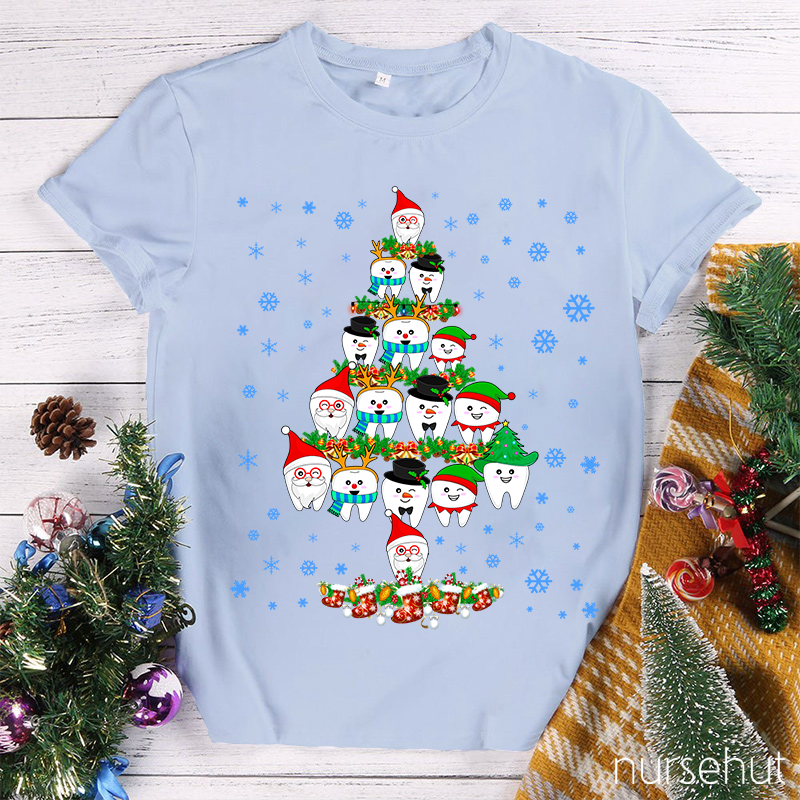 Merry Christmas Teeth Tree Nurse T-Shirt