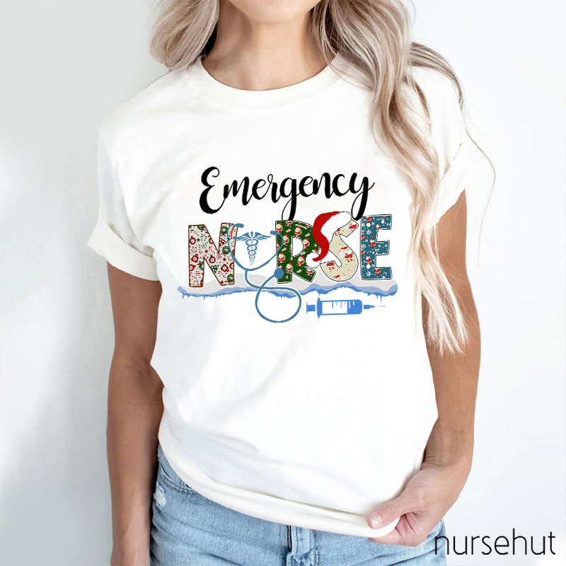 Emergency Nurse Christmas Hat Nurse T-Shirt