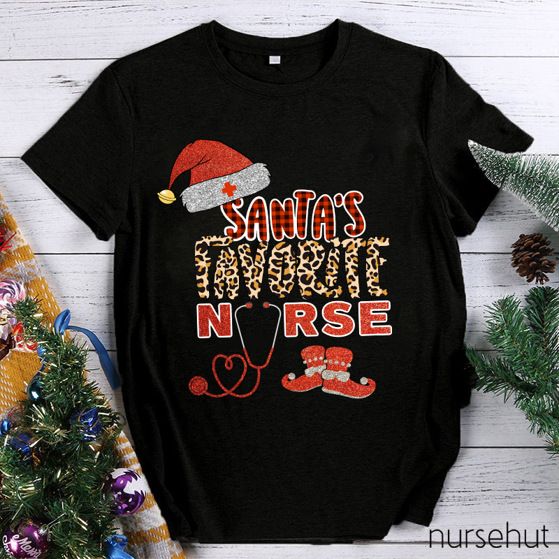 Shining Santa's Favorite Nurse T-shirt