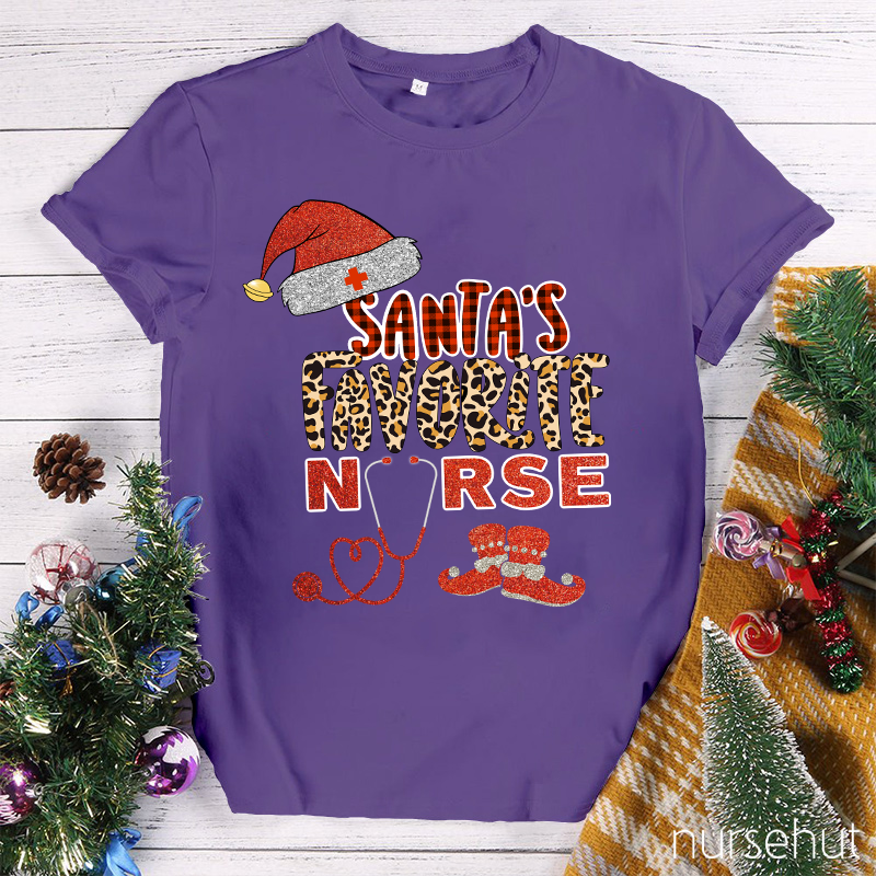 Shining Santa's Favorite Nurse T-shirt