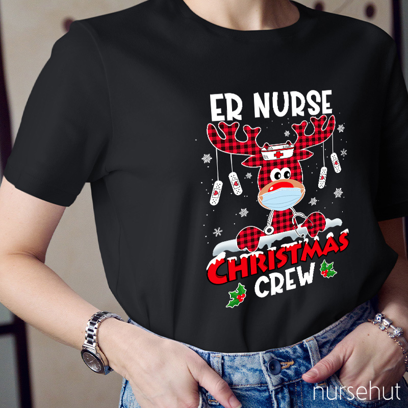ER Christmas Nurse Crew Reindeer T-Shirt