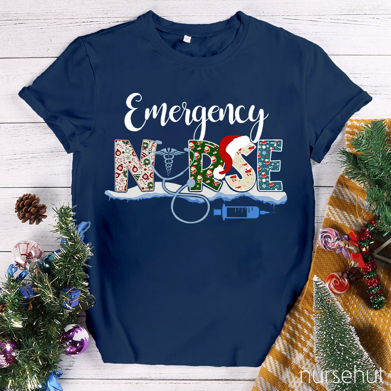 Emergency Nurse Christmas Hat Nurse T-Shirt