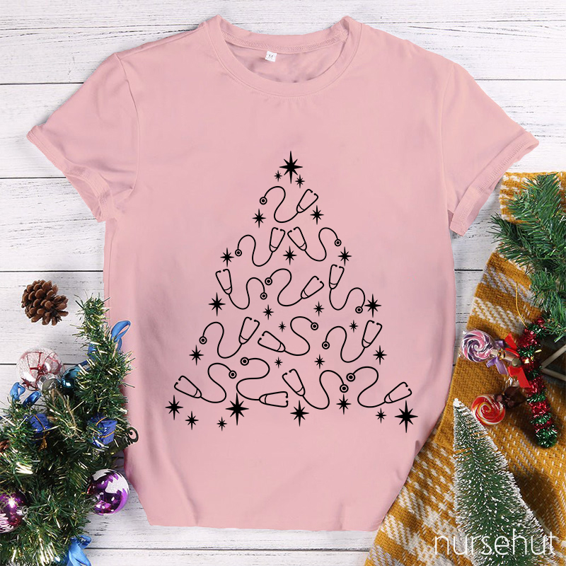 Christmas Tree Made Of Stethoscopes Nurse T-Shirt
