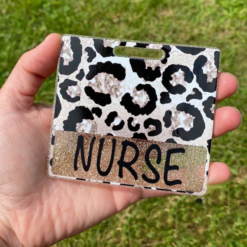 Personalized Leopard Paint Badge Holder Nurses