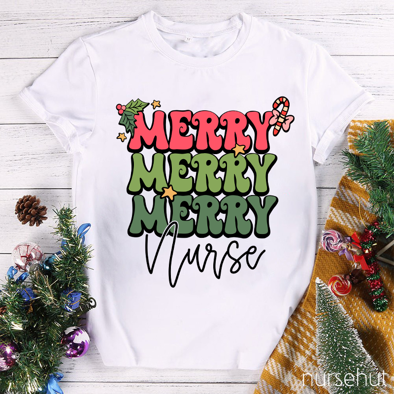 Merry Nurse Jolly Vibes Nurse T-shirt