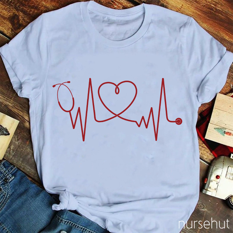 Stethoscope Heart Beat Nurse T-Shirt
