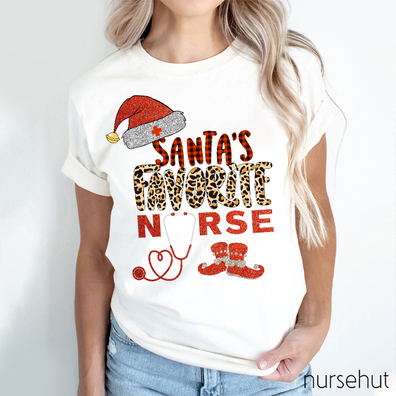 Shining Santa's Favorite Nurse T-shirt