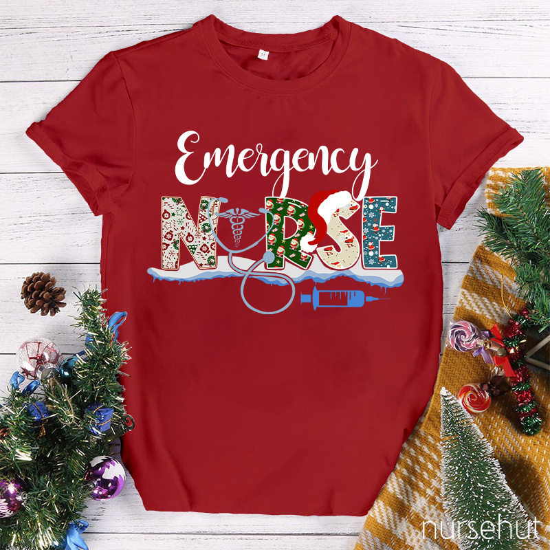 Emergency Nurse Christmas Hat Nurse T-Shirt