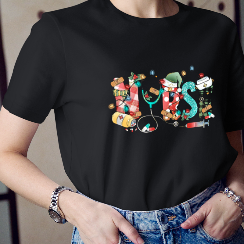 Plaid Print Nurse T-Shirt
