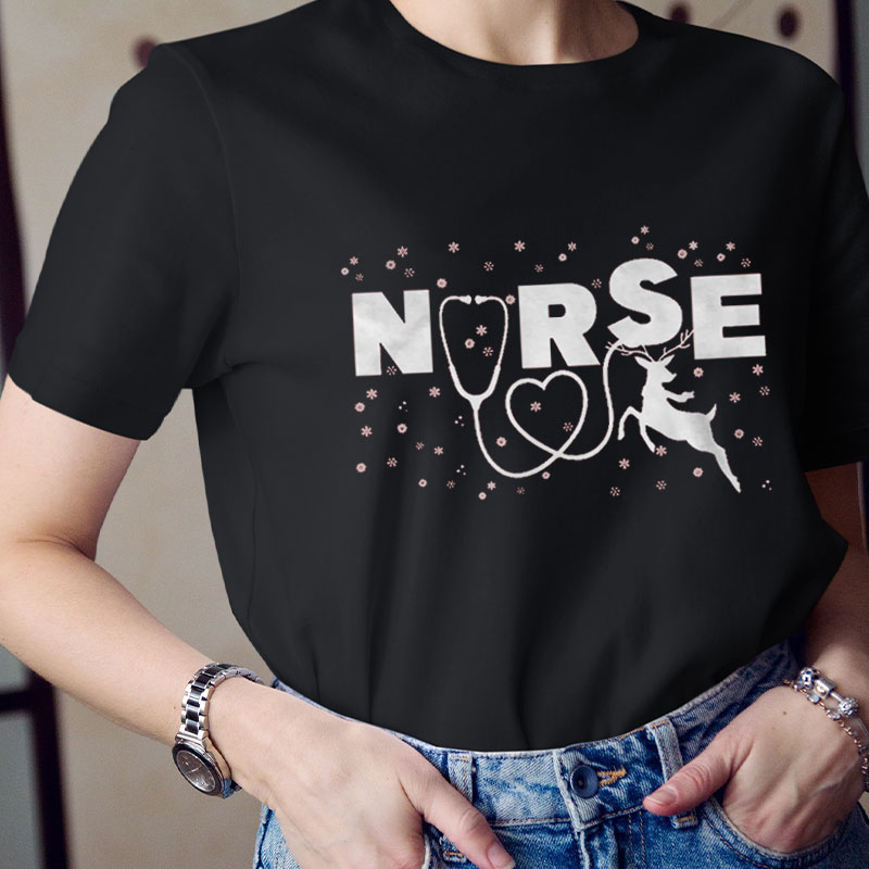 Nurse Christmas  Elk Nurse T-Shirt