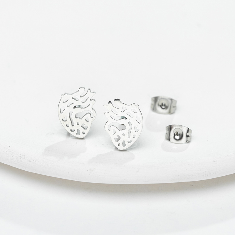 Heart Openwork Nurse Titanium Metal Earrings