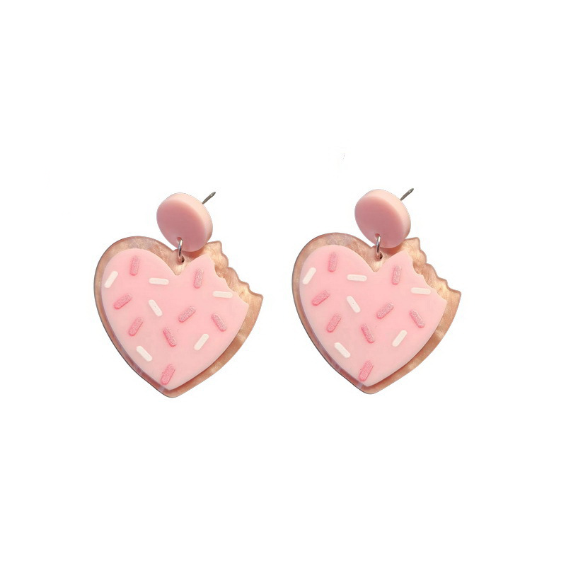 Take A Bite Heart-Shaped Cookie Nurse Acrylic Earrings