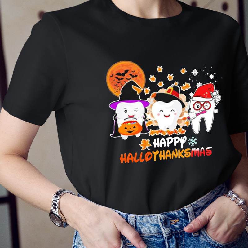Teeth Wish You Happy Hallothanksmas T-Shirt