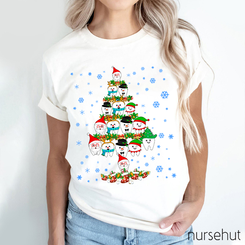 Merry Christmas Teeth Tree Nurse T-Shirt