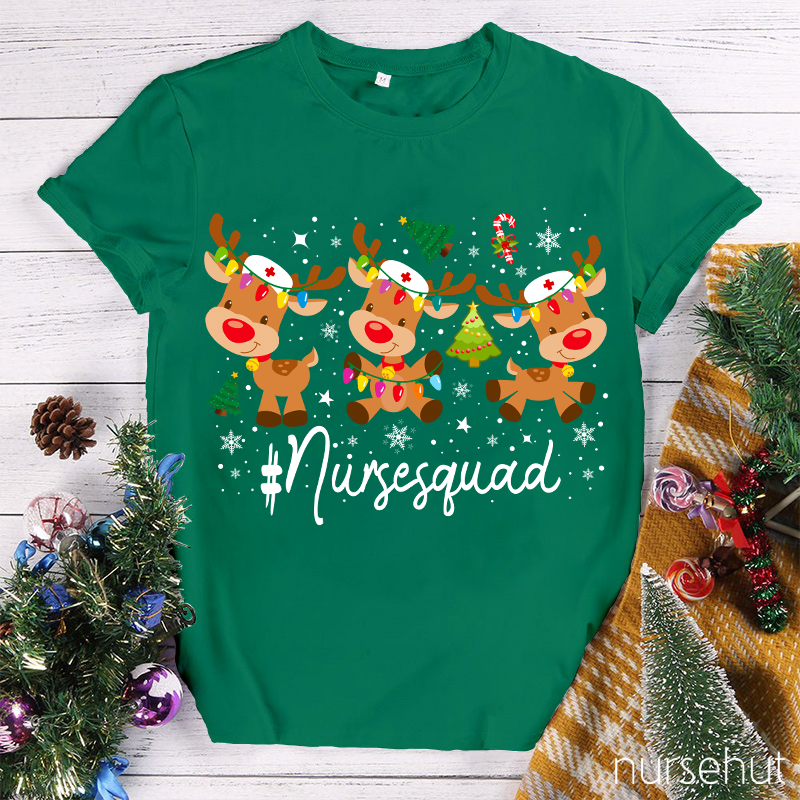 Christmas Elk Nurse Squad Nurse T-Shirt