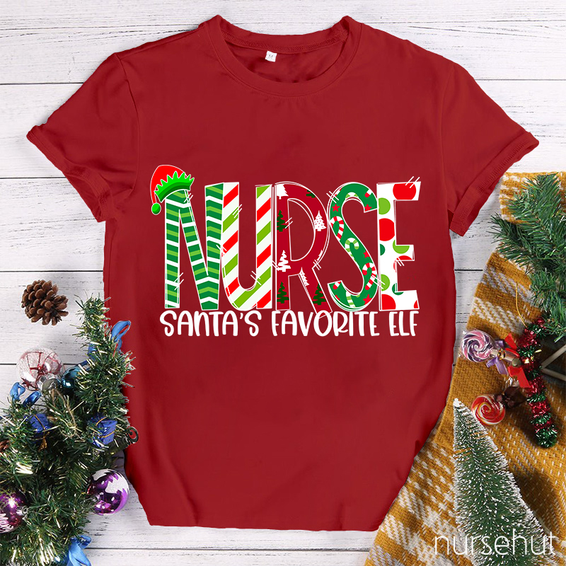 Nurse Santa's Favorite Elf T-Shirt
