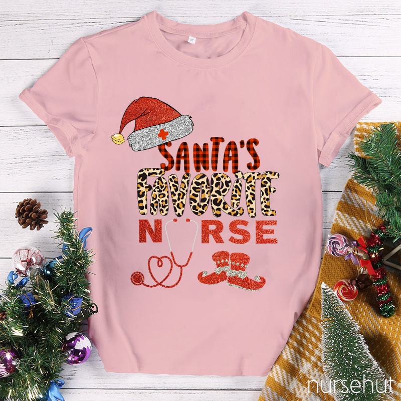Shining Santa's Favorite Nurse T-shirt