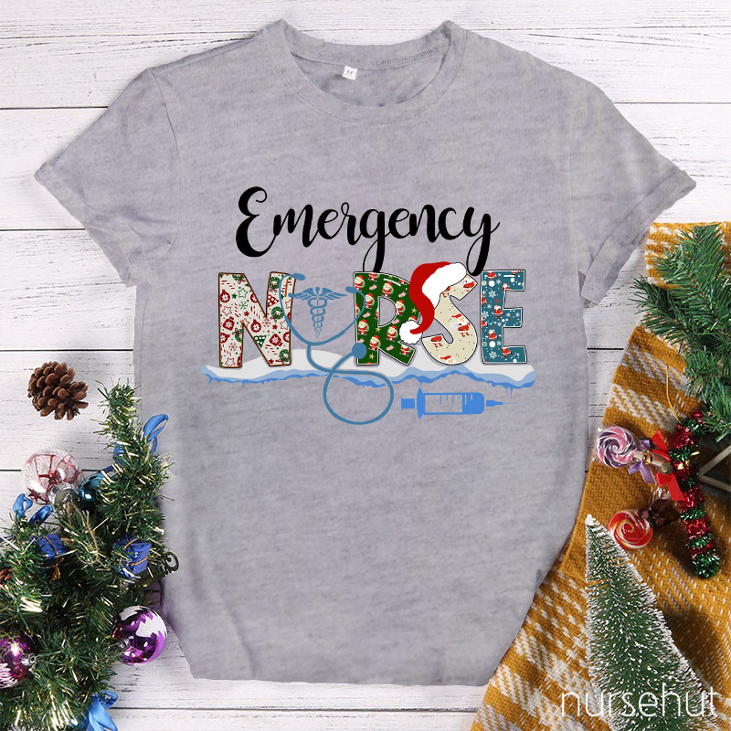 Emergency Nurse Christmas Hat Nurse T-Shirt