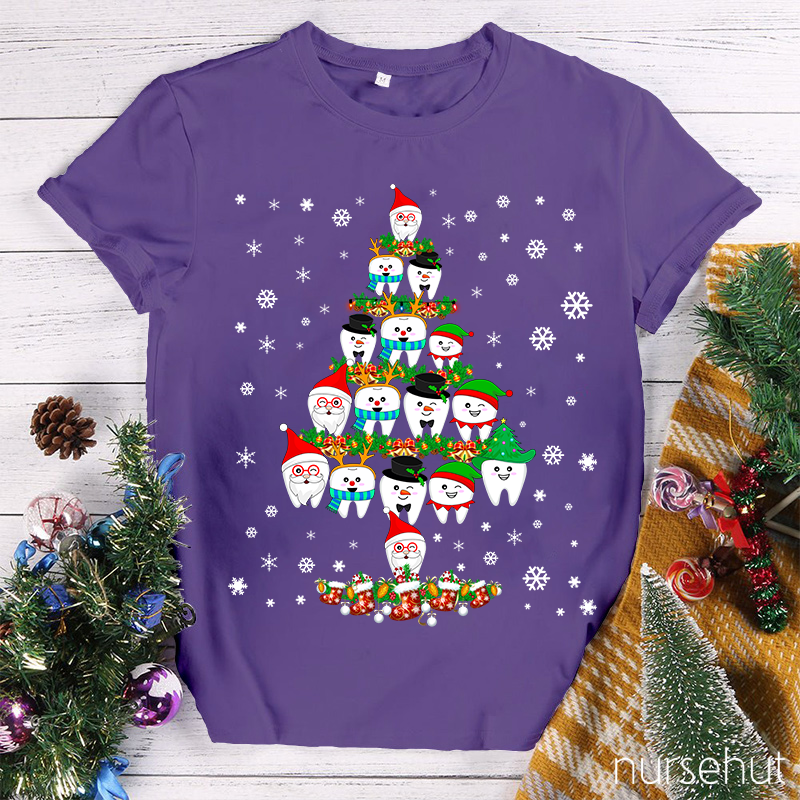 Merry Christmas Teeth Tree Nurse T-Shirt