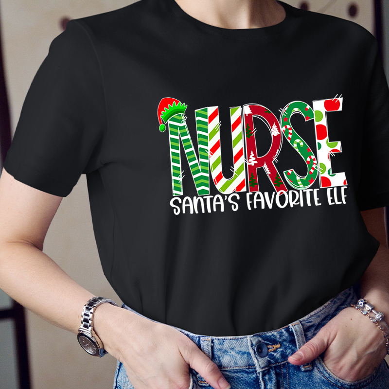 Nurse Santa's Favorite Elf T-Shirt