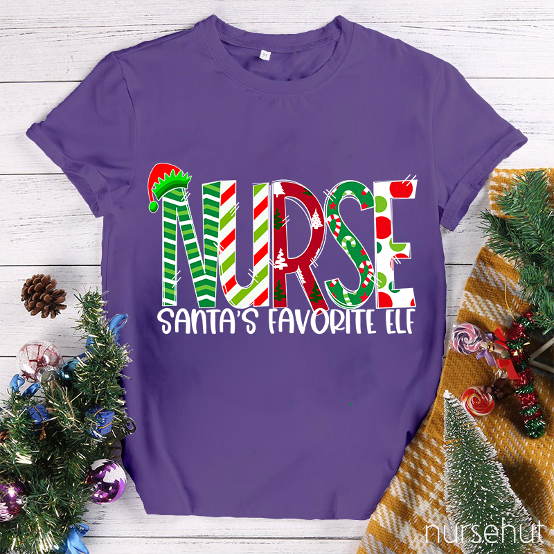 Nurse Santa's Favorite Elf T-Shirt