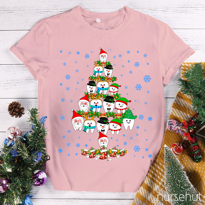 Merry Christmas Teeth Tree Nurse T-Shirt