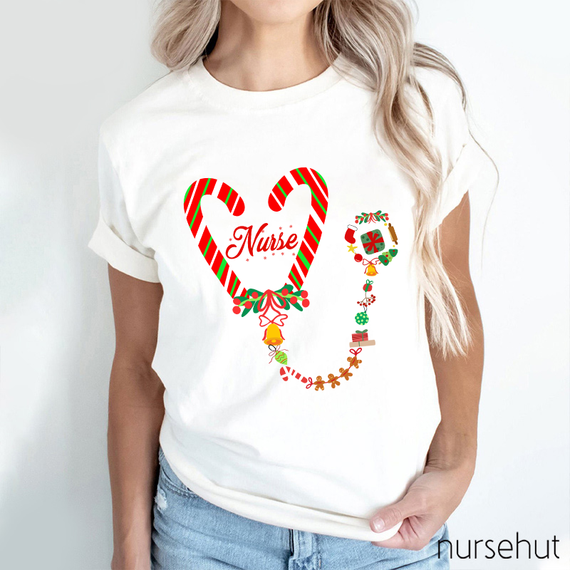 Candy Cane Heart Nurse T-Shirt