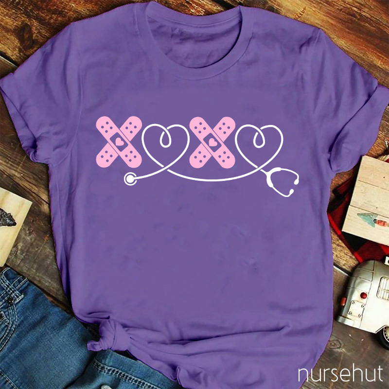 Band-Aid Stethoscope Heart Nurse T-Shirt
