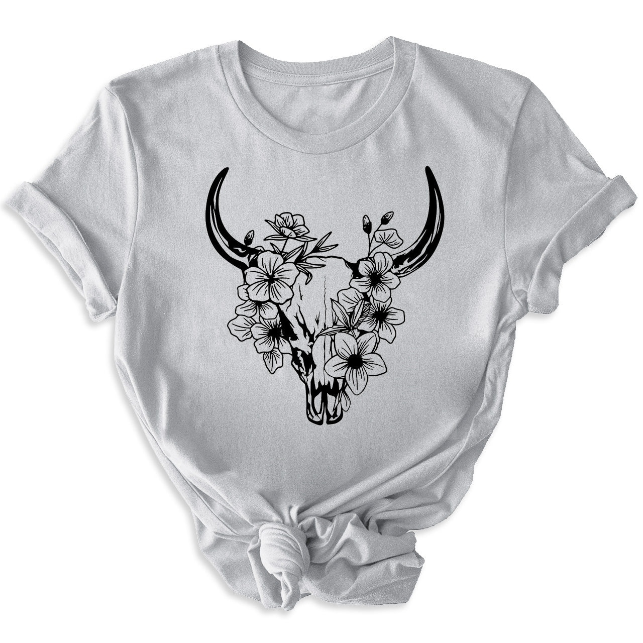 Floral Cow Skull Country T-shirt
