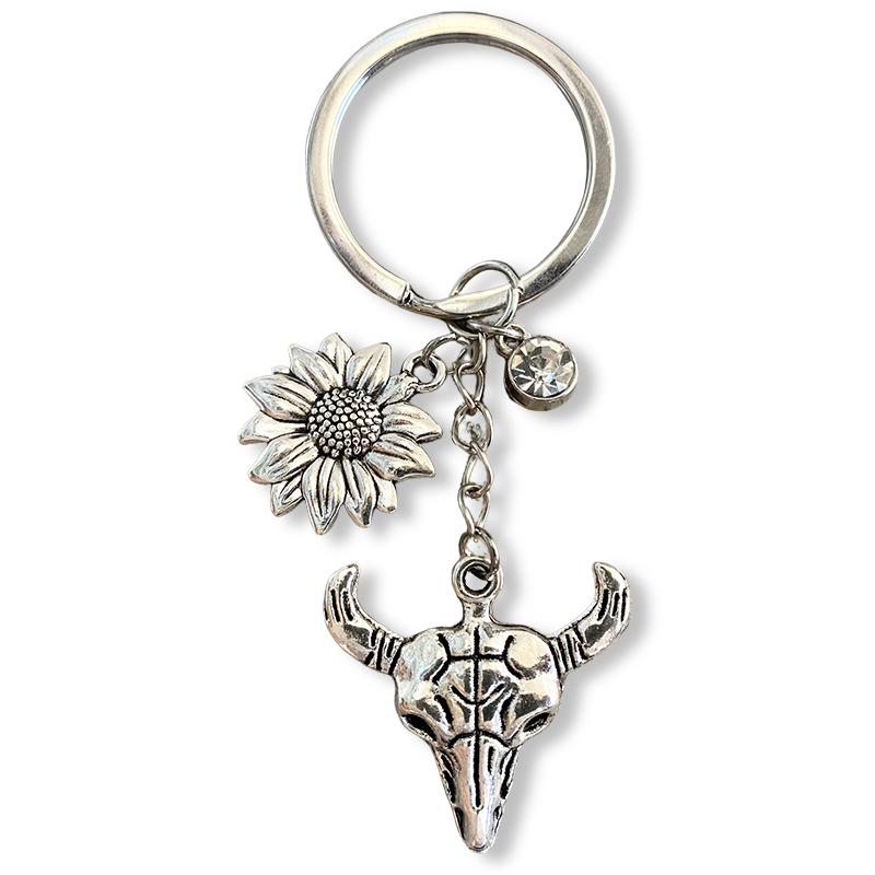 Cowboy Sunflower Rhinestone Keychain