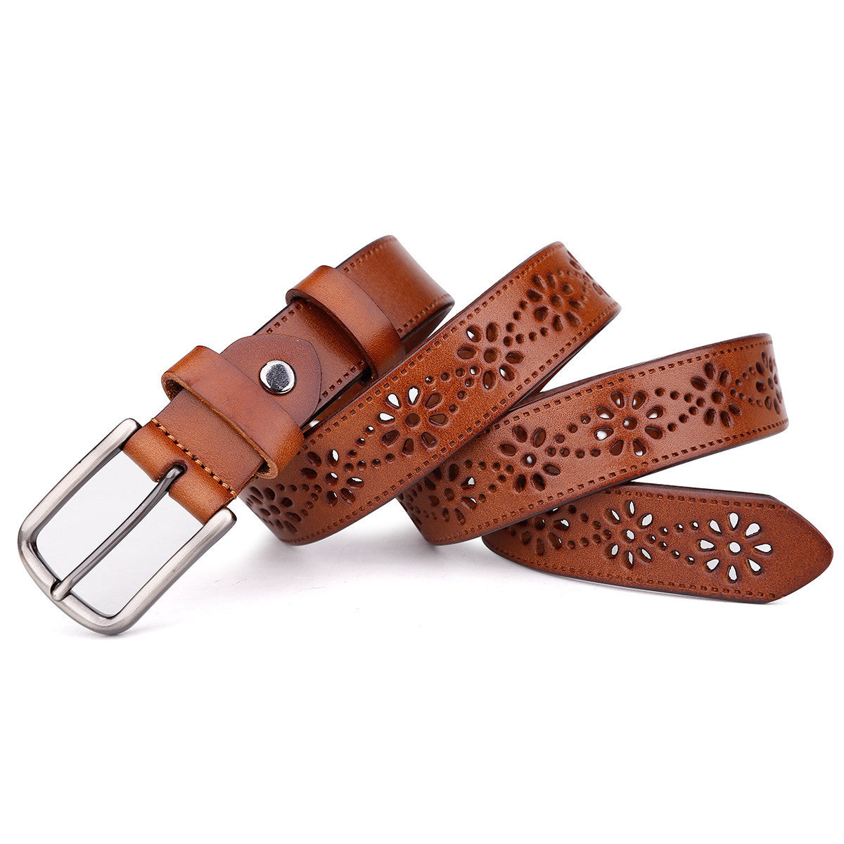 Casual Hollow Leather Pin Buckle Belt