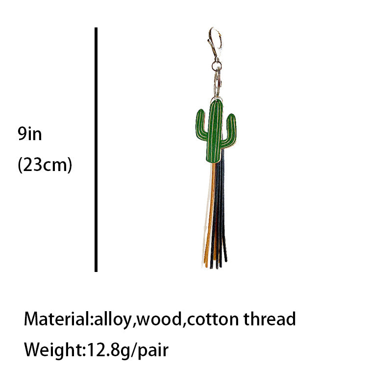 Western Cowboy Tassel Pendant Wooden Keychain
