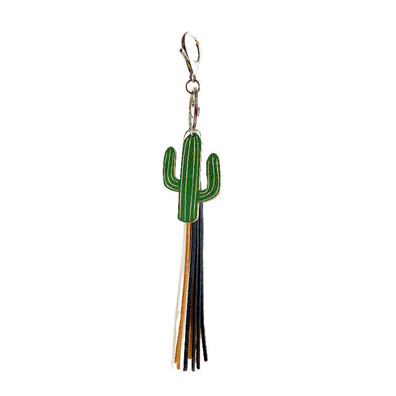 Western Cowboy Tassel Pendant Wooden Keychain