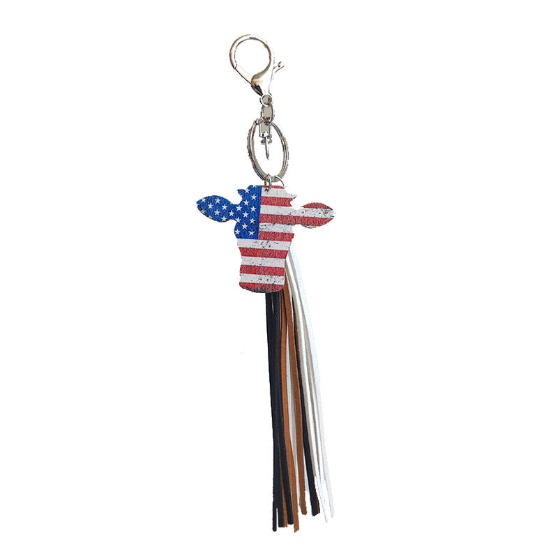 Western Cowboy 4th of July Vintage Tassel Keychain