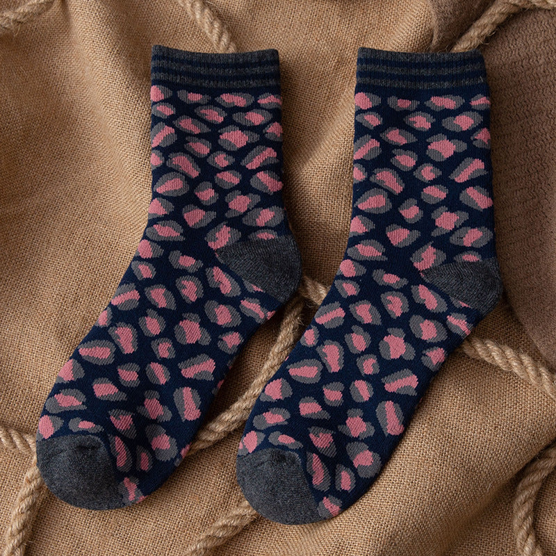 Leopard-Print Vintage Mid-Calf Socks