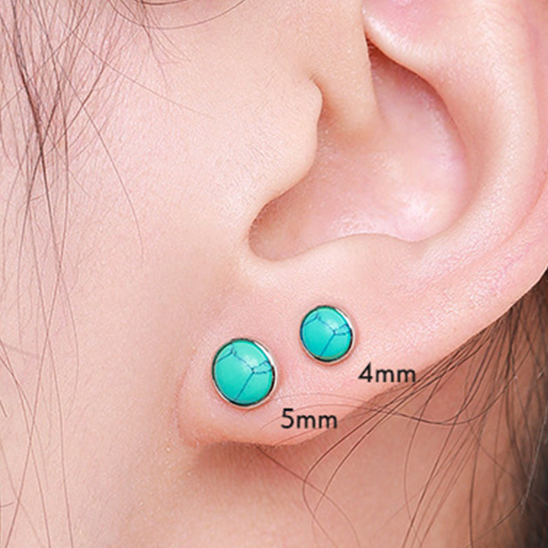 S925 Sterling Silver Turquoise Stud Earrings