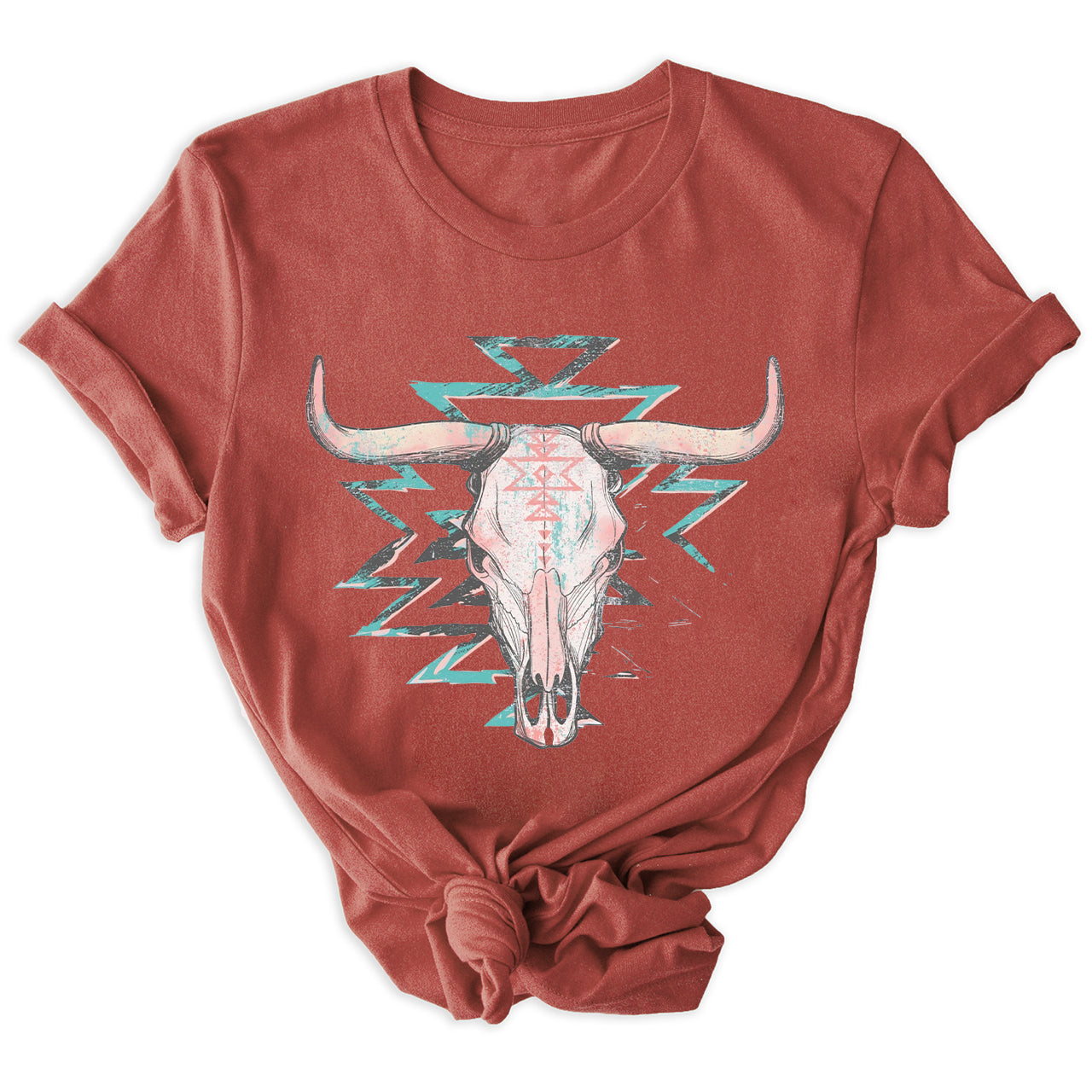 Boho Cow Skull Western Cowgirl Tees