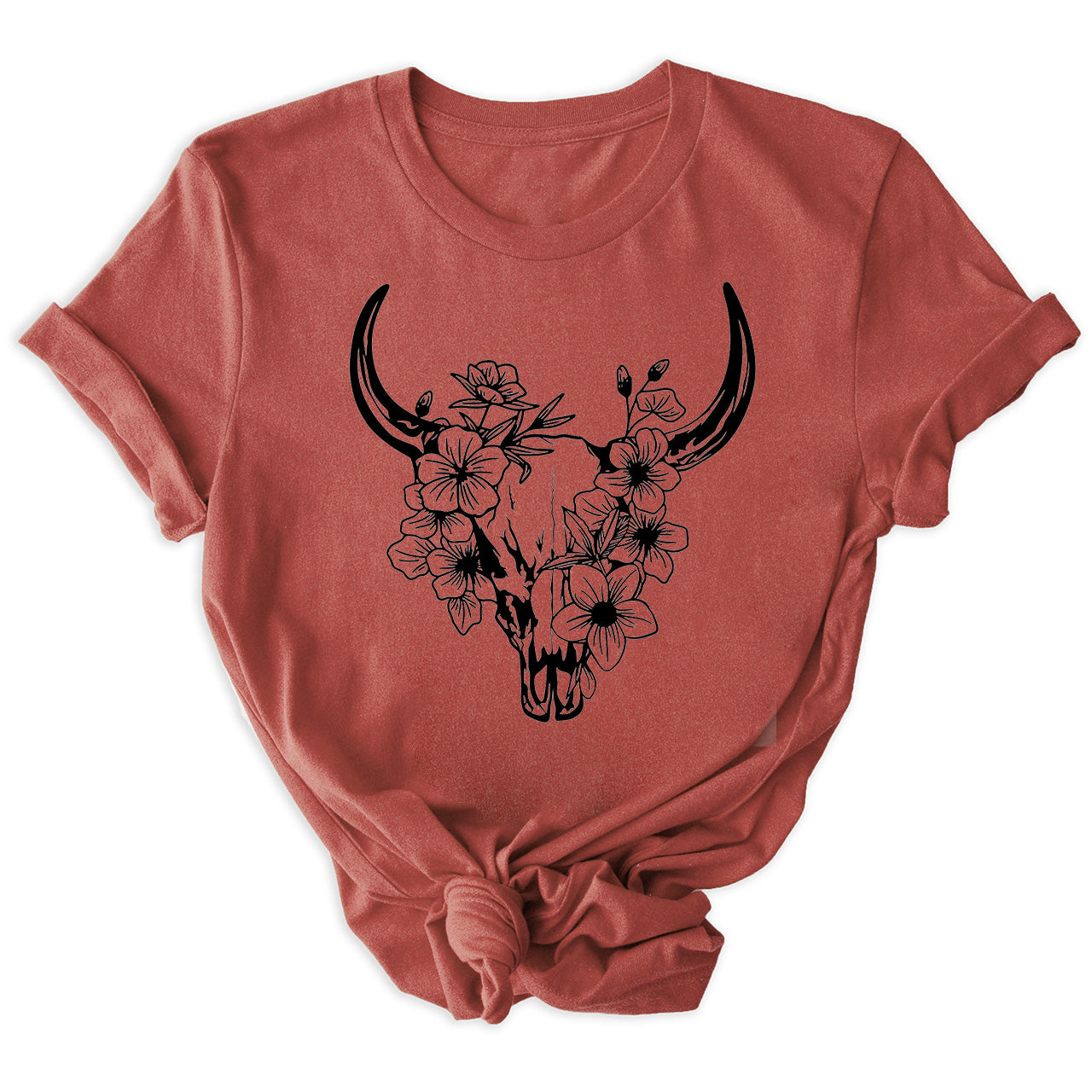 Floral Cow Skull Country T-shirt
