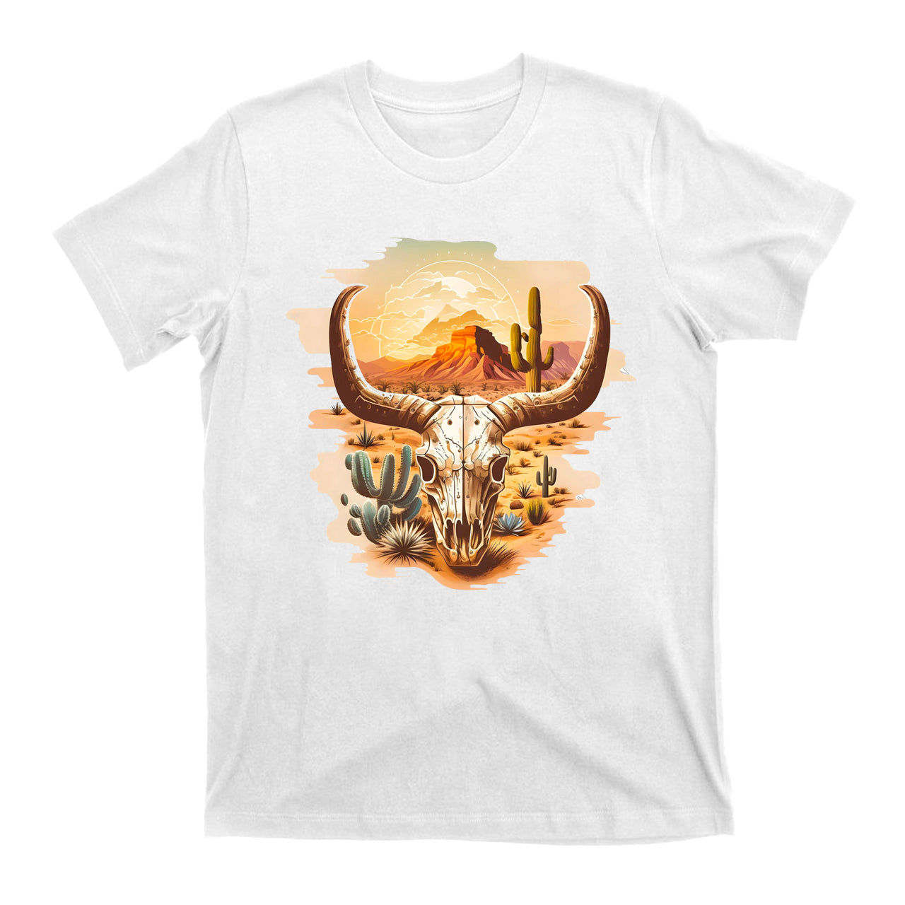 Cow Skull Western Desert Cowboy T-Shirts