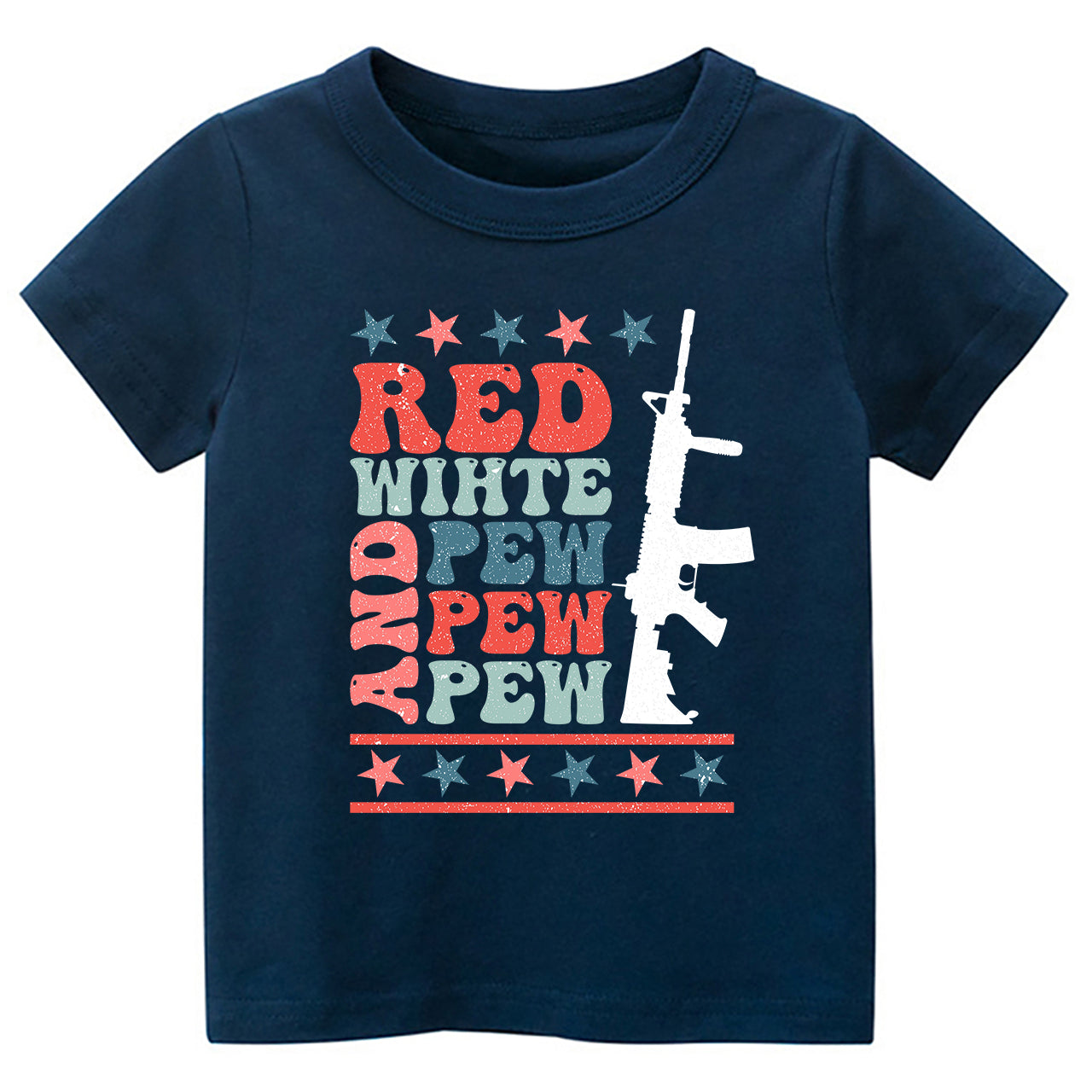 Red White And Pew Pew Pew Cowboy Kids T-shirt