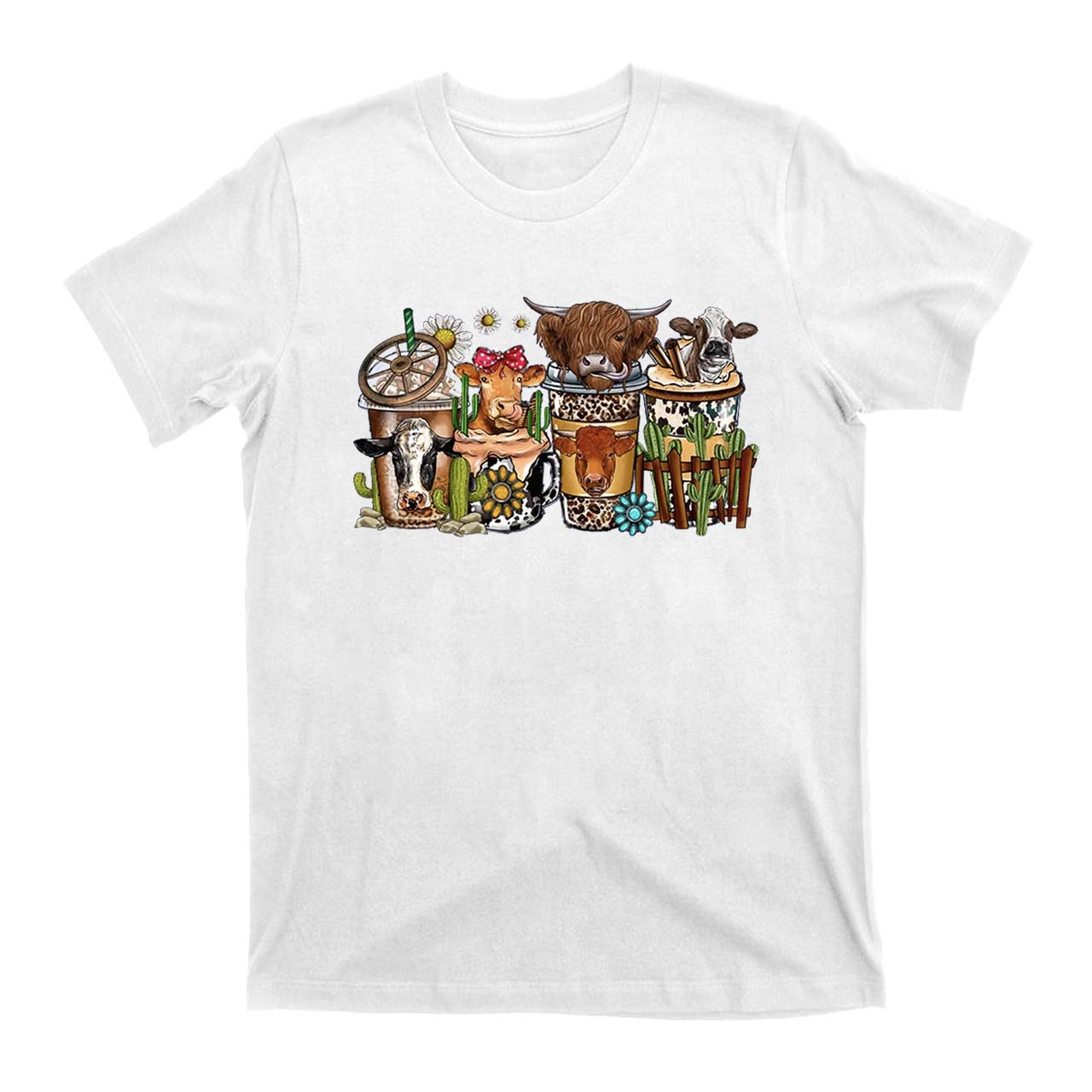 Cow Coffee Drink Western Cowboy T-Shirts