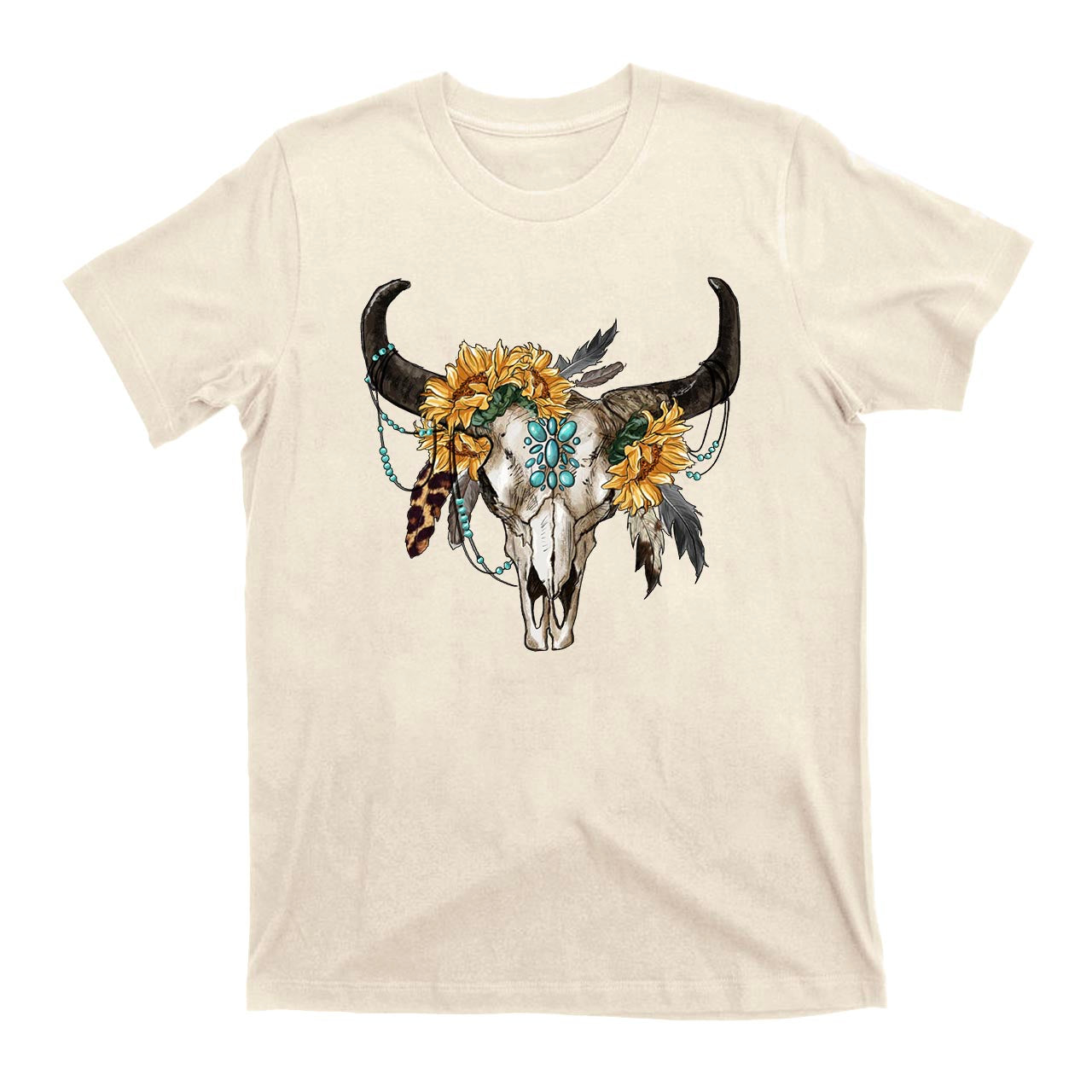 Sunflower Boho Bull Skull Cowboy T-Shirts