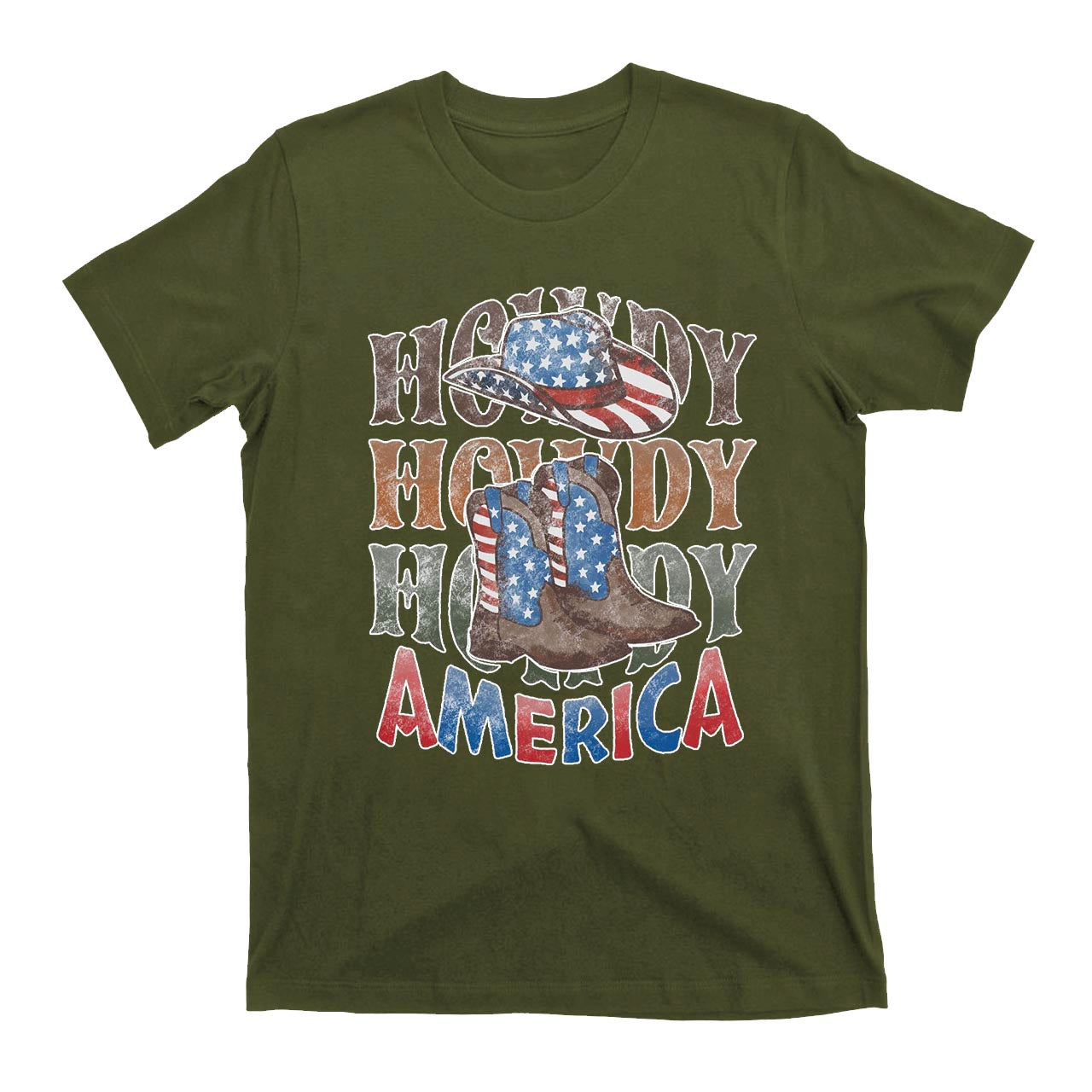 Howdy America Western Hat And Boots Cowboy T-Shirts