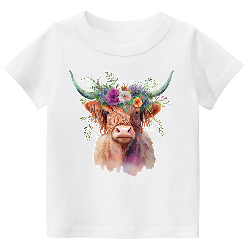 Highland Cow Farm Life Rodeo Kids T-shirt