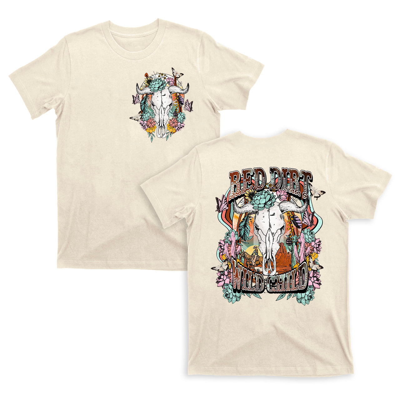 Western Boho Skull Wild Design Tees